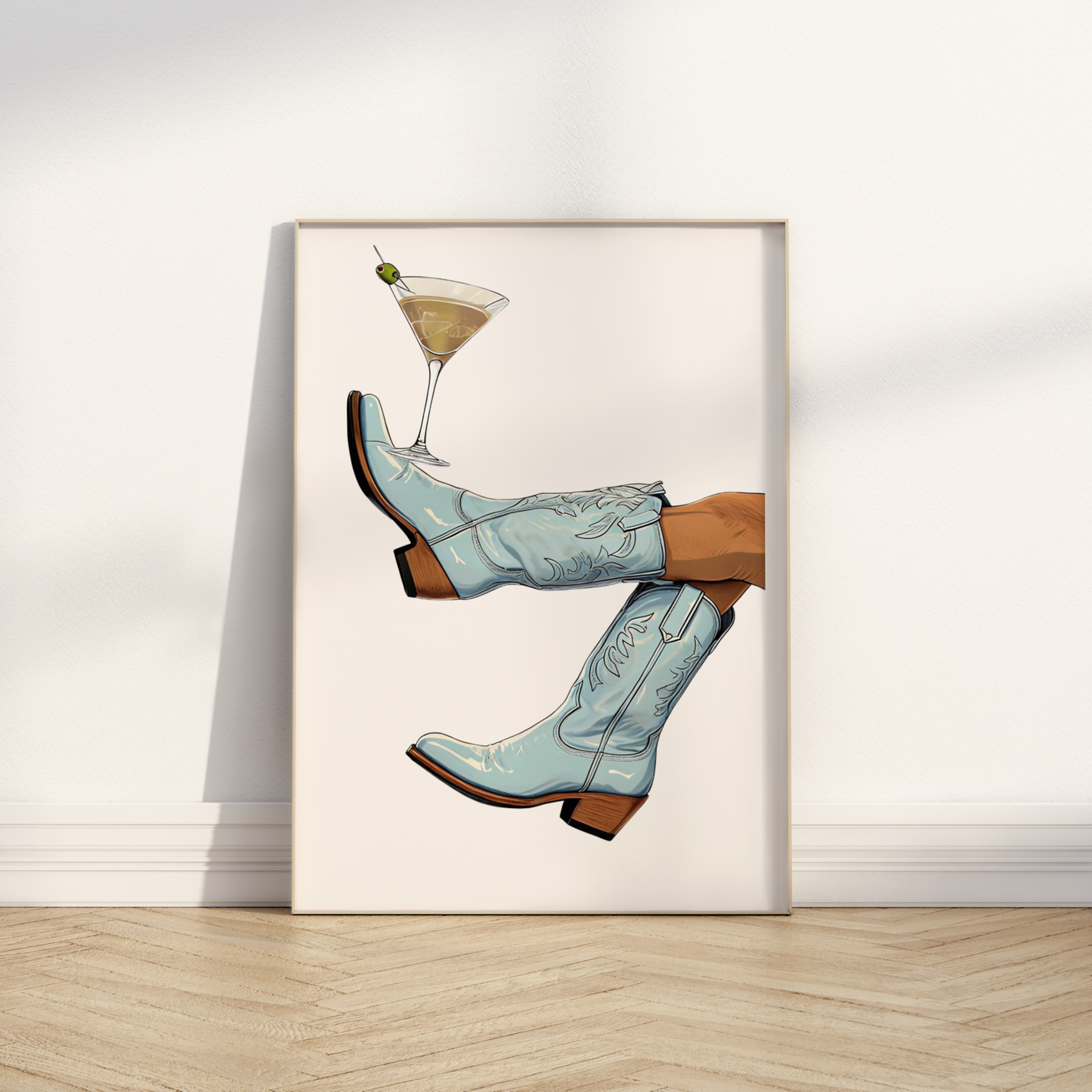 Cowgirl Boots + Martini Print
