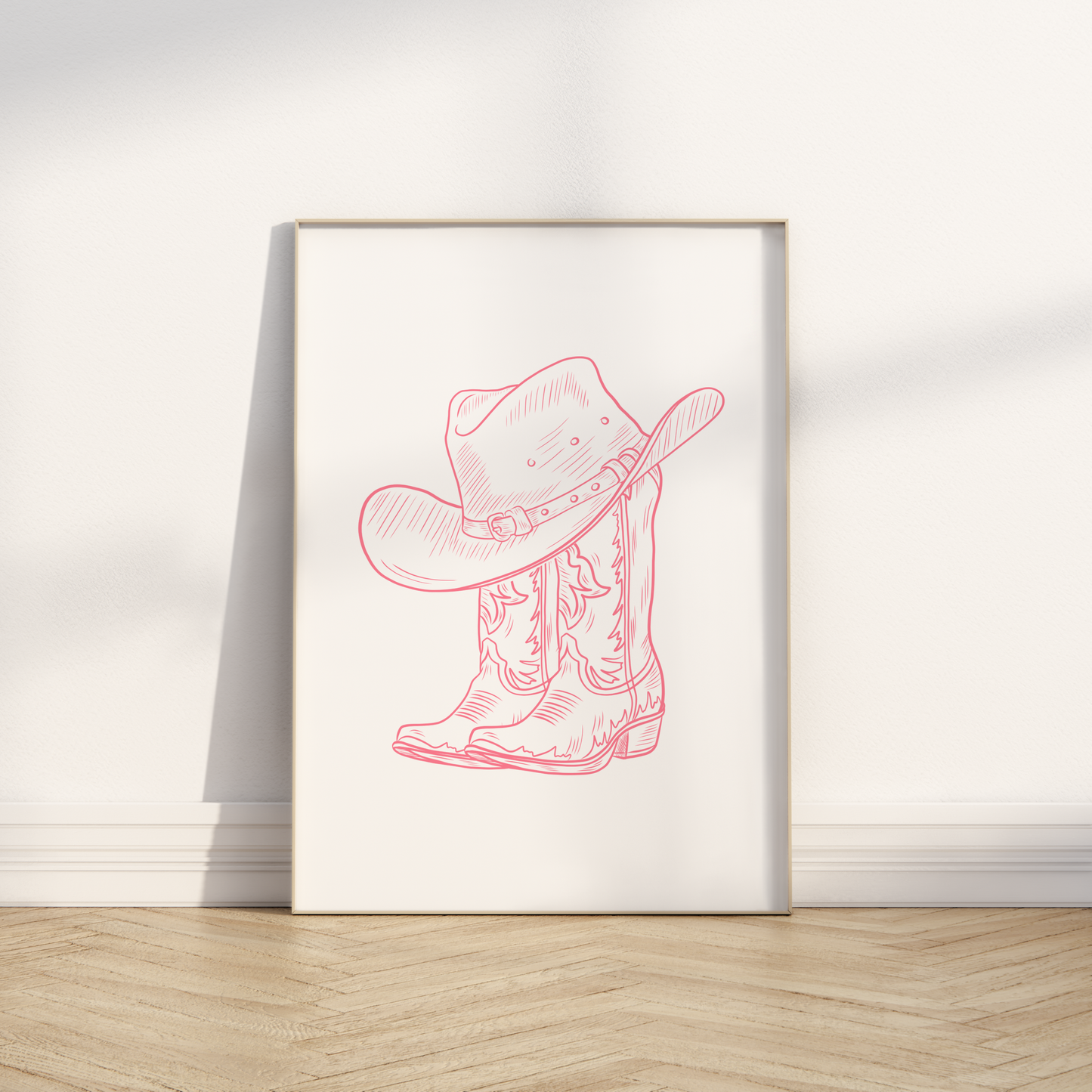 Pink Cowgirl Boots Print