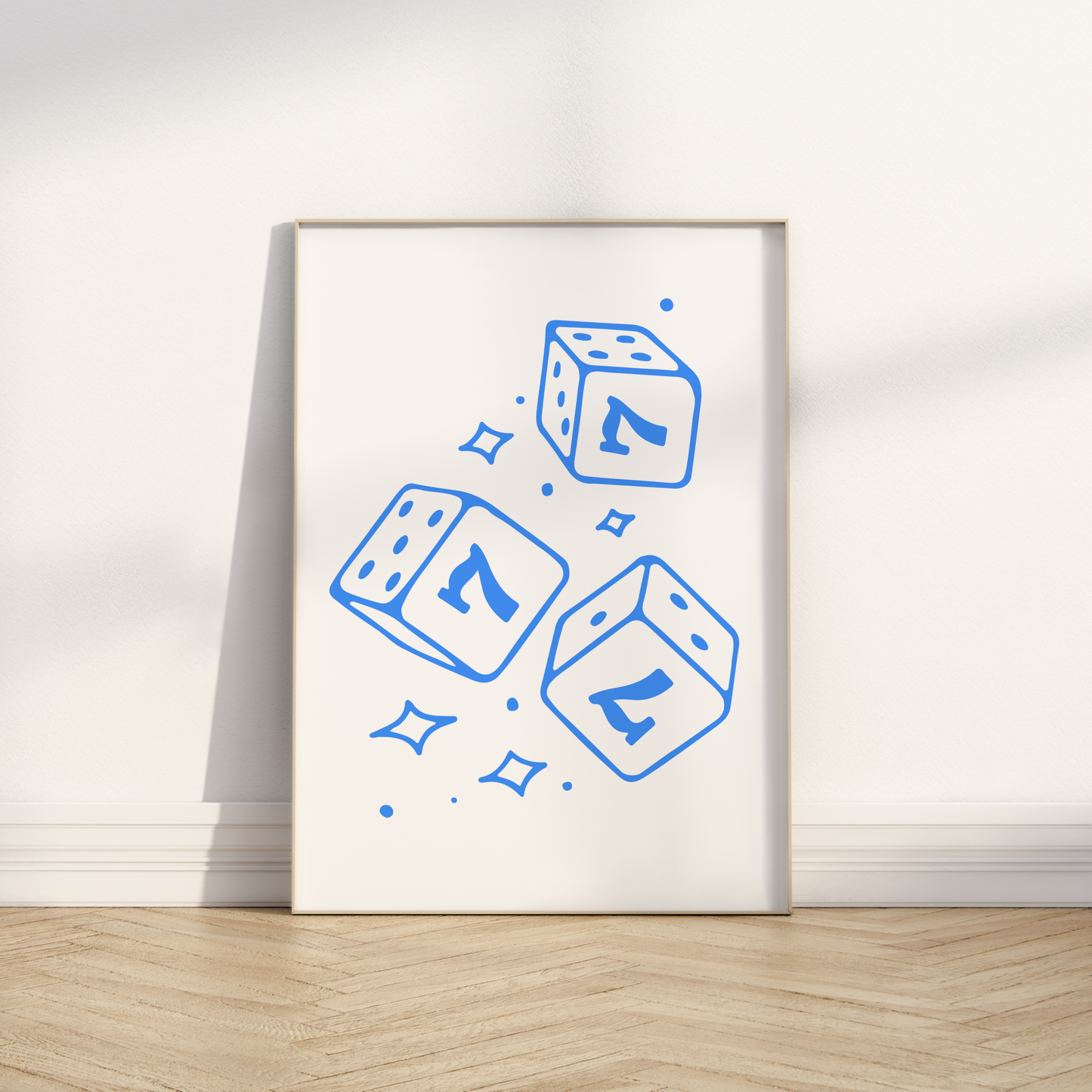 Blue Lucky Dice Print