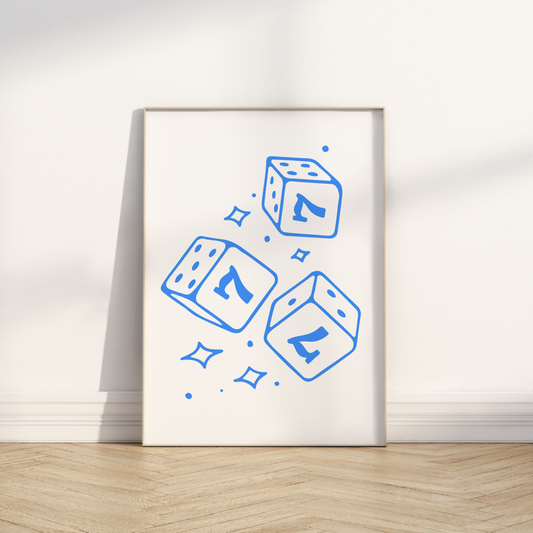 Blue Lucky Dice Print